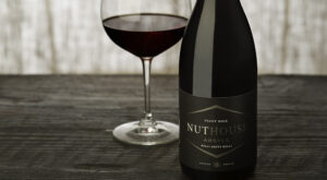 Nuthouse Pinot Noir and glass