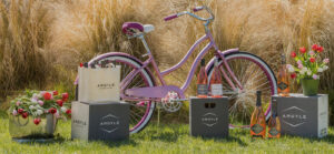 Bicycle with rose wines